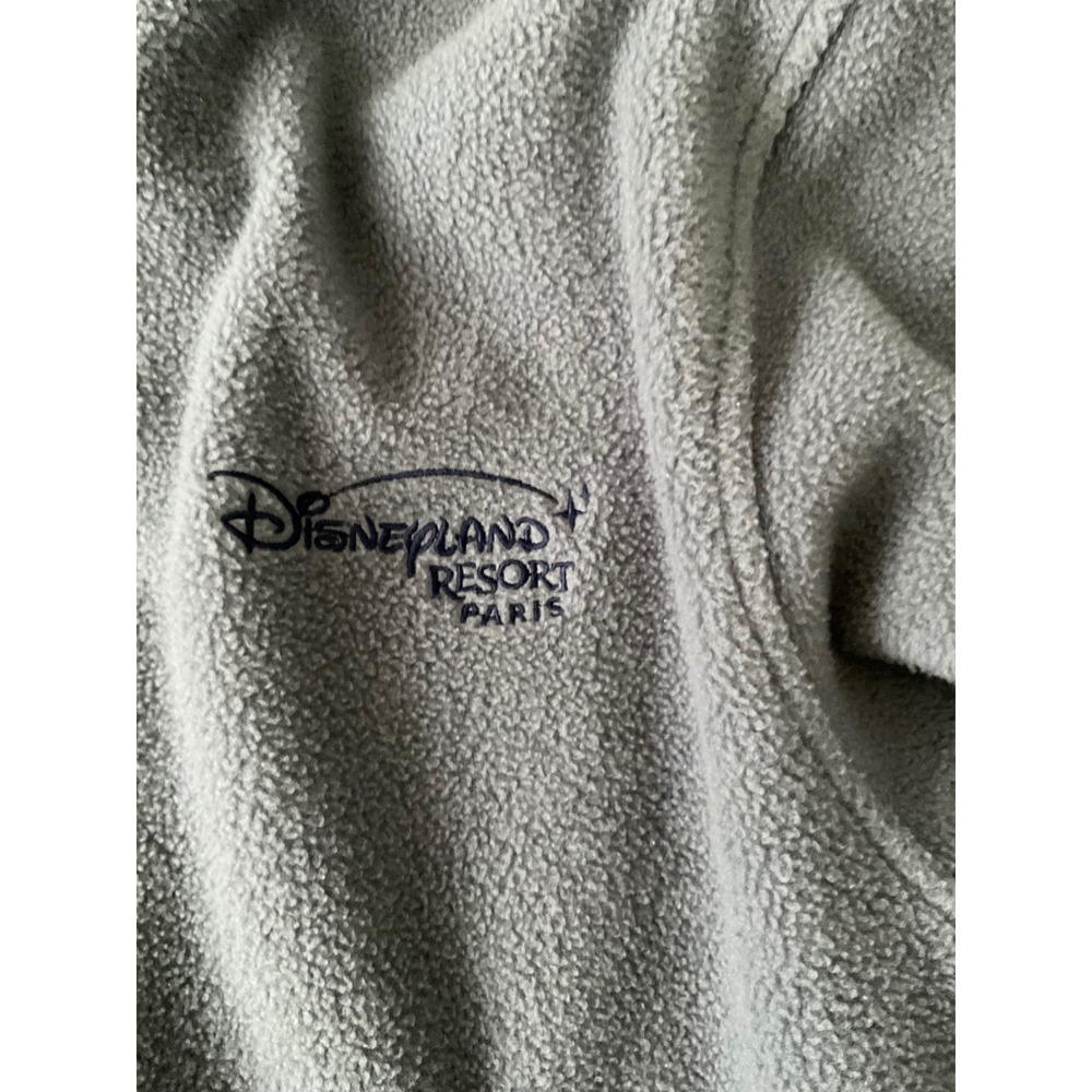 Disneyland Paris Fleece‎ Zip Up Hoodie Gray Mickey Mouse Castle Embroidered - Picture 2 of 4